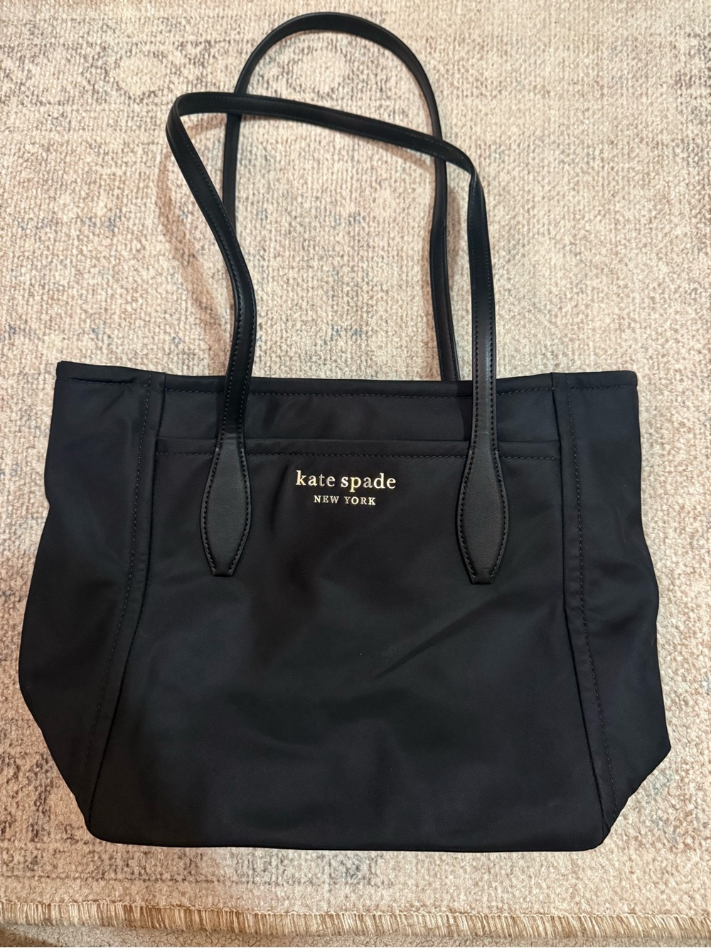 kate spade Black Nylon Tote with Gold Logo